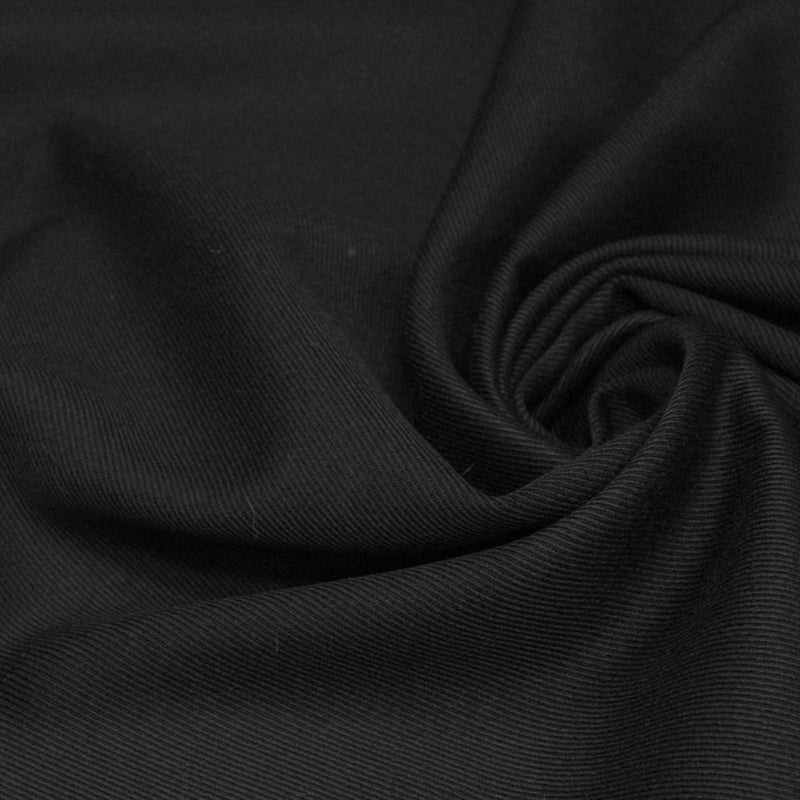 Tissu lainage sergé de laine noir - Fabrication italienne - tissuspipi.com