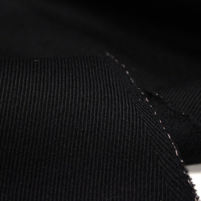 Tissu lainage sergé de laine noir - Fabrication italienne