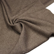 Tissu lainage sergé, fines rayures crème et chocolat - Fabrication italienne - tissuspipi.com