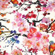 Tissu gabardine coton imprimée GUNMA jardin japonais, oiseaux et fleurs de cerisier - OEKO - TEX - tissuspipi.com