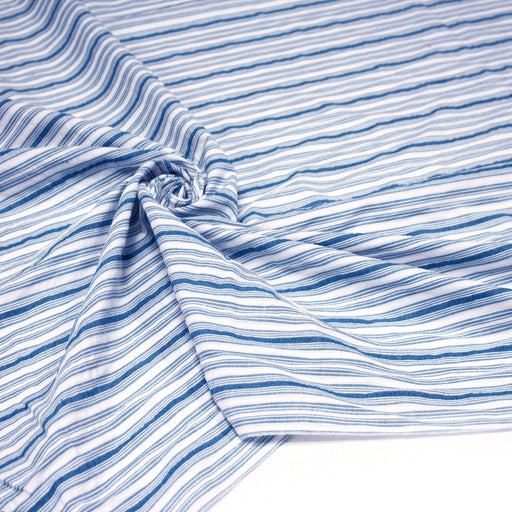 Tissu Seersucker coton rayures bleues et blanches - tissuspipi.com