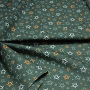Tissu cotonnade vert aux notes de musique en étoiles - STANDARD 100 OEKO - TEX - tissuspipi.com