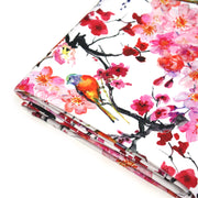 Tissu gabardine coton imprimée GUNMA jardin japonais, oiseaux et fleurs de cerisier - OEKO - TEX - tissuspipi.com
