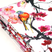 Tissu gabardine coton imprimée GUNMA jardin japonais, oiseaux et fleurs de cerisier - OEKO - TEX - tissuspipi.com