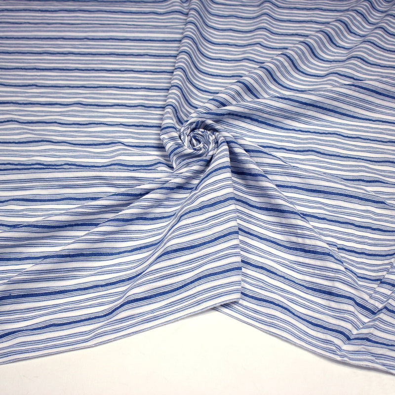 Tissu Seersucker coton rayures bleues et blanches - tissuspipi.com
