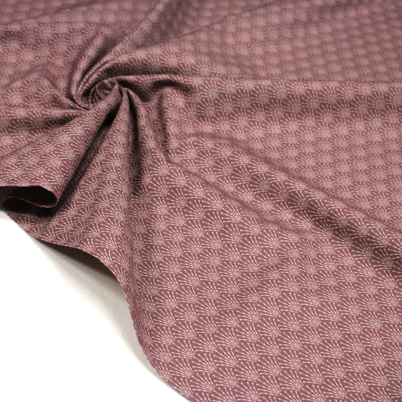 Tissu cotonnade bordeaux aux motifs géométriques blancs ART DECO - STANDARD 100 OEKO - TEX - tissuspipi.com