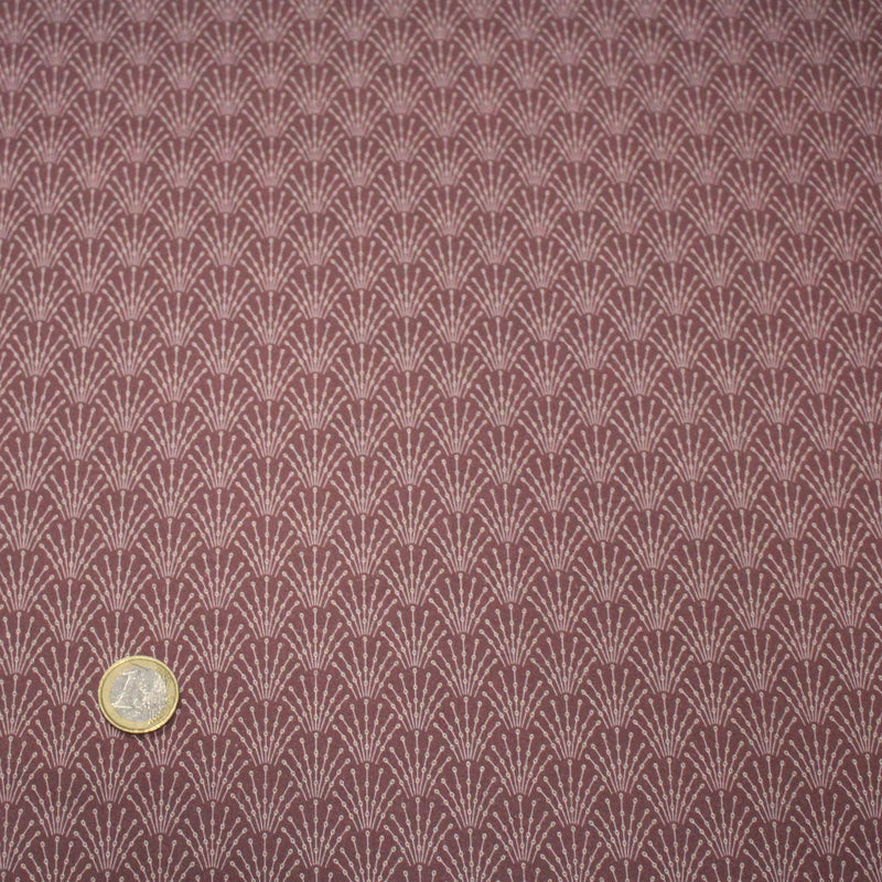 Tissu cotonnade bordeaux aux motifs géométriques blancs ART DECO - STANDARD 100 OEKO - TEX - tissuspipi.com