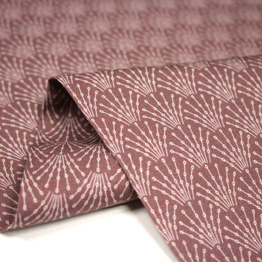 Tissu cotonnade bordeaux aux motifs géométriques blancs ART DECO - STANDARD 100 OEKO - TEX - tissuspipi.com