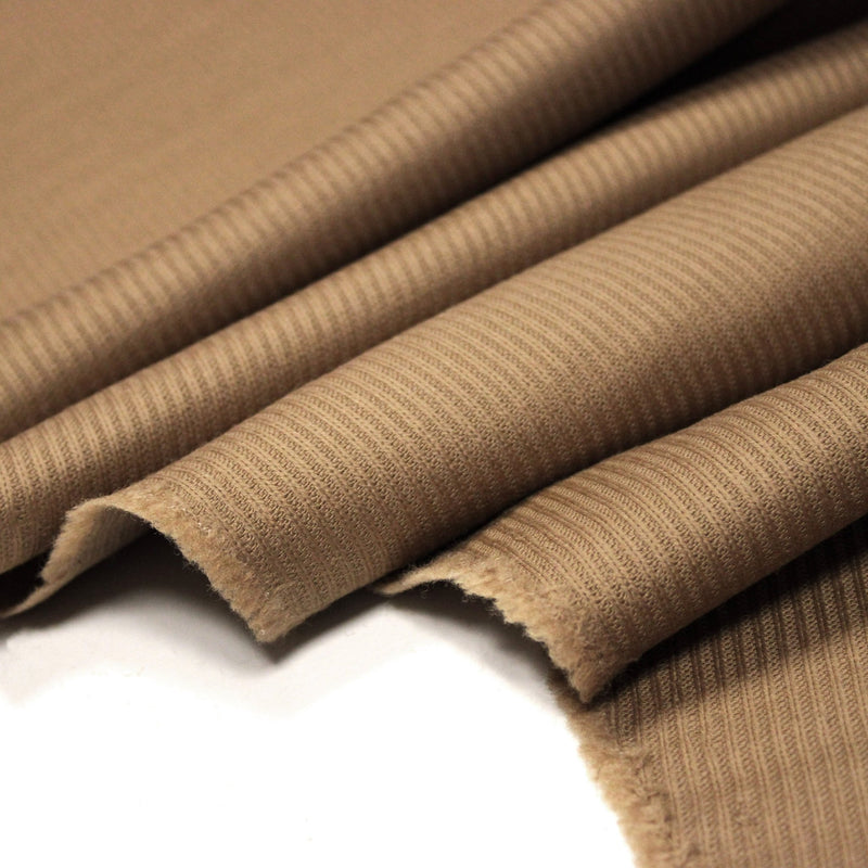 Tissu lainage sergé, fines rayures camel uni - Fabrication italienne - tissuspipi.com
