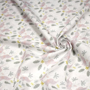 Tissu cotonnade enfant blanc aux éléphants & feuilles tropicales - STANDARD 100 OEKO - TEX - tissuspipi.com