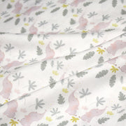Tissu cotonnade enfant blanc aux éléphants & feuilles tropicales - STANDARD 100 OEKO - TEX - tissuspipi.com