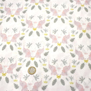 Tissu cotonnade enfant blanc aux éléphants & feuilles tropicales - STANDARD 100 OEKO - TEX - tissuspipi.com