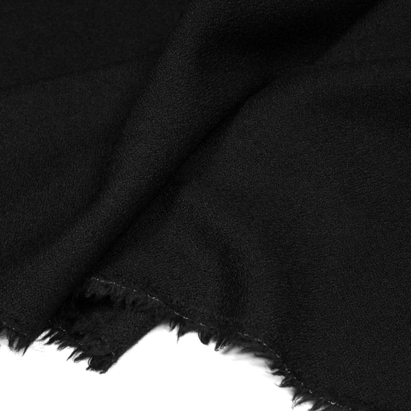 Tissu crêpe de laine épais noir - Fabrication française - tissuspipi.com