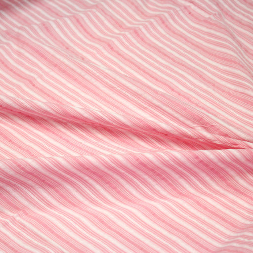Tissu coton seersucker rayures roses et blanches - tissuspipi.com