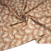 Tissu cotonnade caramel aux feuilles tropicales - STANDARD 100 OEKO - TEX - tissuspipi.com