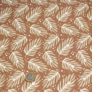 Tissu cotonnade caramel aux feuilles tropicales - STANDARD 100 OEKO - TEX - tissuspipi.com
