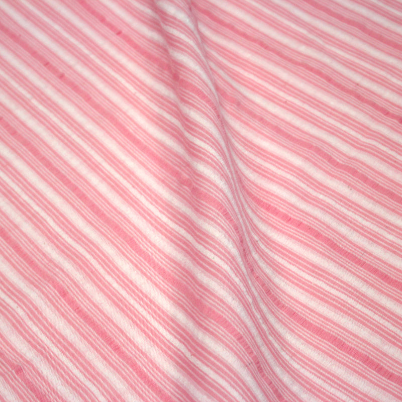Tissu coton seersucker rayures roses et blanches - tissuspipi.com