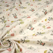 Tissu cotonnade écru, Koalas pandas et ukuleles - STANDARD 100 OEKO - TEX - tissuspipi.com