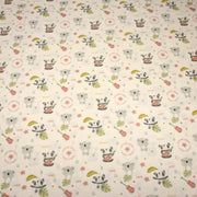 Tissu cotonnade écru, Koalas pandas et ukuleles - STANDARD 100 OEKO - TEX - tissuspipi.com