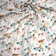 Tissu cotonnade blanc, Fées et danseuses, tons roses verts et ocre - STANDARD 100 OEKO - TEX - tissuspipi.com