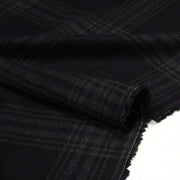 Tissu lainage tartan carreaux noir bleu nuit et gris anthracite - Fabrication italienne - tissuspipi.com