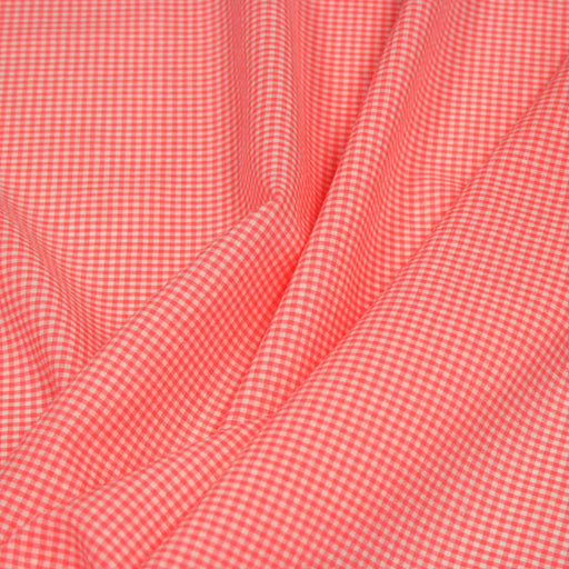 Tissu seersucker coton Vichy 2mm : ROSE FLUO ! - STANDARD 100 OEKO-TEX - tissuspipi.com