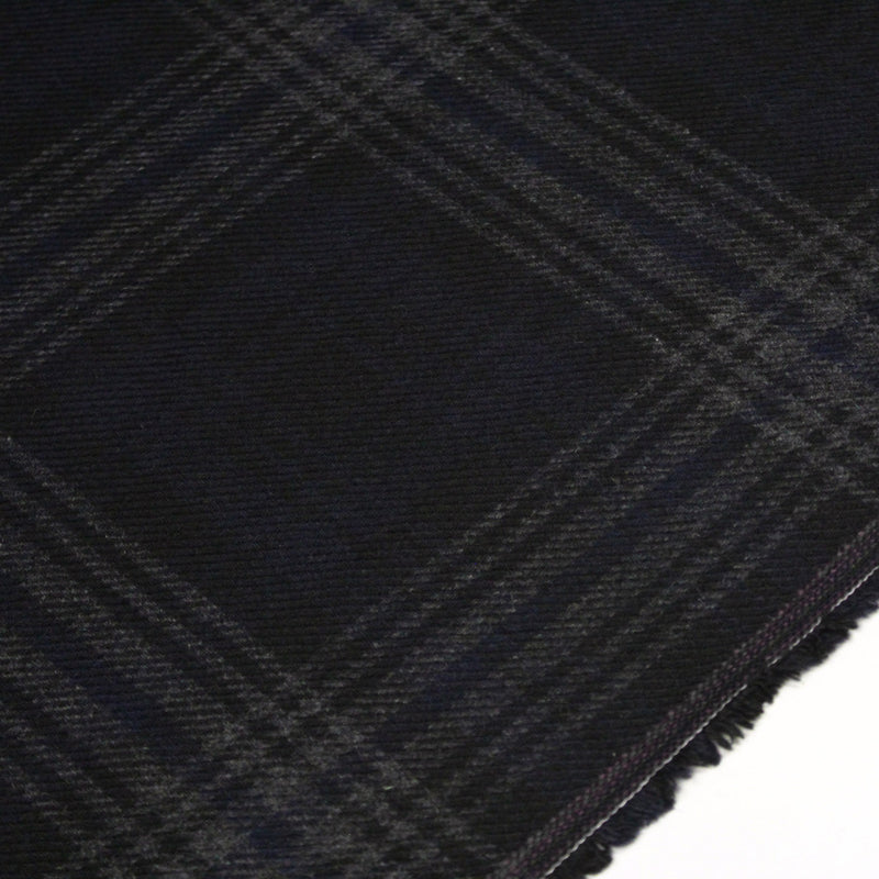 Tissu lainage tartan carreaux noir bleu nuit et gris anthracite - Fabrication italienne - tissuspipi.com
