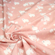Tissu cotonnade LES OURS BLANCS, rose aux ours blancs - tissuspipi.com