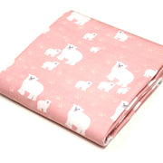 Tissu cotonnade LES OURS BLANCS, rose aux ours blancs - tissuspipi.com