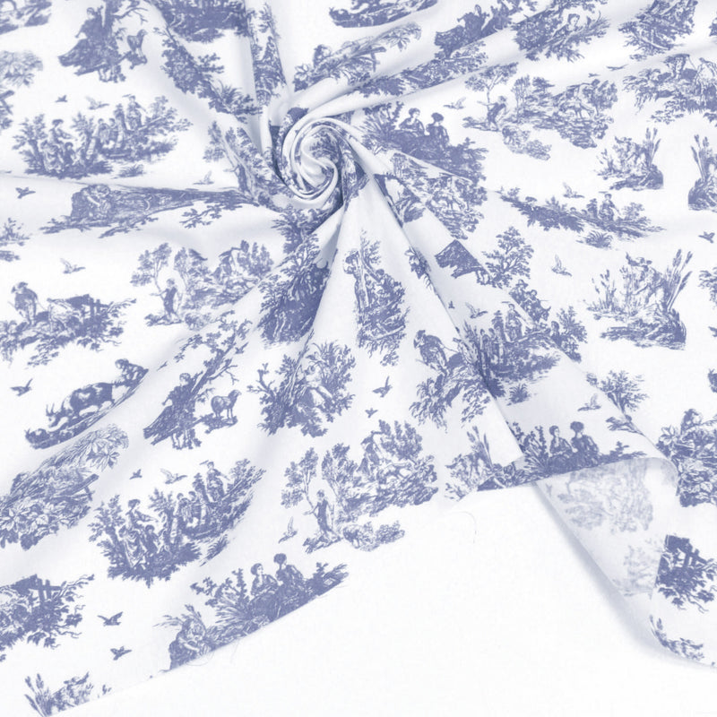 Tissu cotonnade Toile de Jouy OBER blanc : nombreuses couleurs - OEKO - TEX - tissuspipi.com