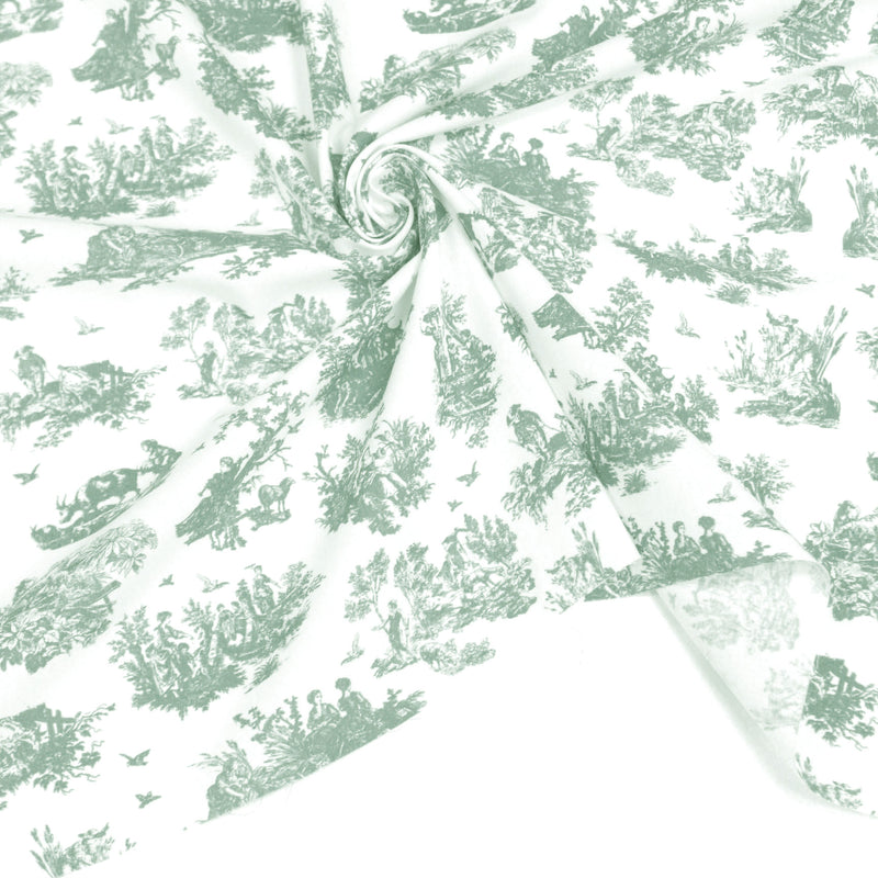 Tissu cotonnade Toile de Jouy OBER blanc : nombreuses couleurs - OEKO - TEX - tissuspipi.com