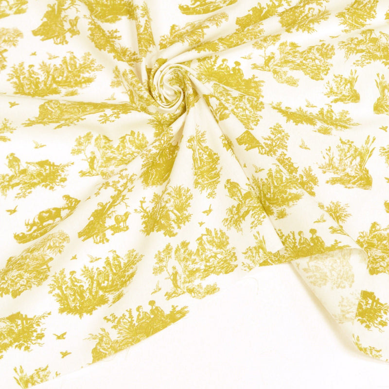 Tissu cotonnade Toile de Jouy OBER blanc : nombreuses couleurs - OEKO - TEX - tissuspipi.com