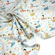 Tissu cotonnade enfant, ours & baudruches, tons bleus - OEKO - TEX STANDARD 100 - tissuspipi.com