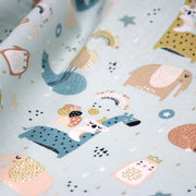 Tissu cotonnade enfant, ours & baudruches, tons bleus - OEKO - TEX STANDARD 100 - tissuspipi.com
