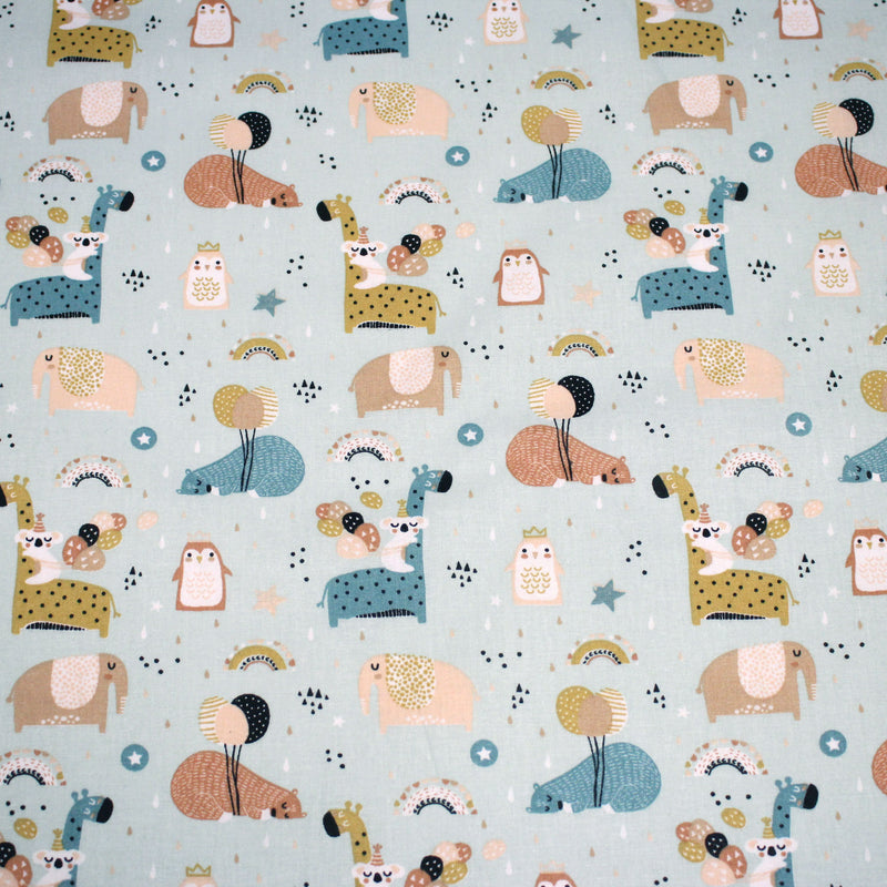 Tissu cotonnade enfant, ours & baudruches, tons bleus - OEKO - TEX STANDARD 100 - tissuspipi.com