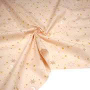 Tissu cotonnade enfant, LA VOIE LACTEE, les étoiles et la lune, tons corail - OEKO - TEX STANDARD 100 - tissuspipi.com