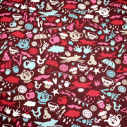 Tissu cotonnade – LOVE LOVE KITCHEN – cuisine illustrée, tons rose fuchsia & bleus - tissuspipi.com