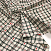 Tissu coton épais COEUR DES ALPES : carreaux traditionnels de chalet & petits cœurs tissés – 2 coloris disponibles - tissuspipi.com