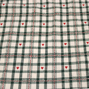 Tissu coton épais COEUR DES ALPES : carreaux traditionnels de chalet & petits cœurs tissés – 2 coloris disponibles - tissuspipi.com
