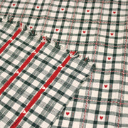 Tissu coton épais COEUR DES ALPES : carreaux traditionnels de chalet & petits cœurs tissés – 2 coloris disponibles - tissuspipi.com