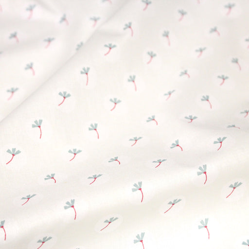 Tissu cotonnade enfant, fines fleurs roses et vertes - OEKO - TEX STANDARD 100 - tissuspipi.com