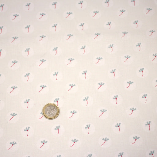 Tissu cotonnade enfant, fines fleurs roses et vertes - OEKO - TEX STANDARD 100 - tissuspipi.com