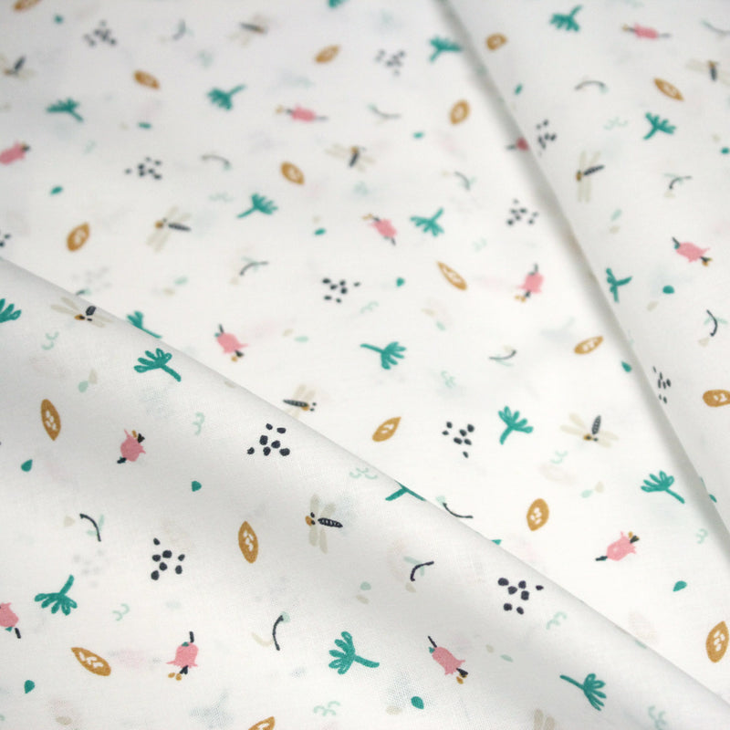 Tissu cotonnade enfant, la libellule et les fleurs - OEKO - TEX STANDARD 100 - tissuspipi.com
