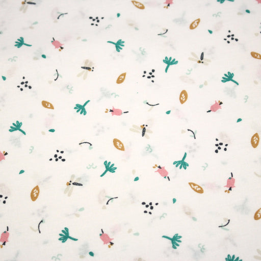 Tissu cotonnade enfant, la libellule et les fleurs - OEKO - TEX STANDARD 100 - tissuspipi.com