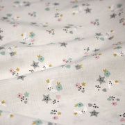 Tissu cotonnade enfant, fines fleurs, lunes et étoiles - OEKO - TEX STANDARD 100 - tissuspipi.com