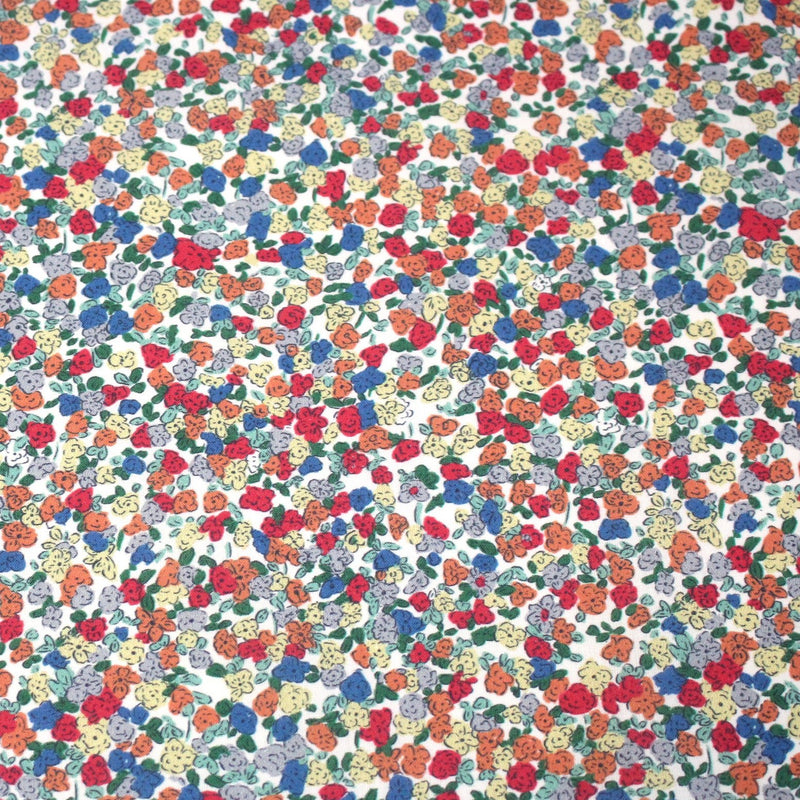 Tissu cotonnade fleurie ZELIE, fines fleurs & fond bleu ou blanc - OEKO - TEX - tissuspipi.com