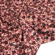 Tissu velours milleraies imprimé aux fleurs roses, cacao, rose pale, noir, taupe - STANDARD 100 OEKO-TEX - tissuspipi.com