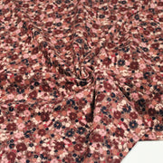 Tissu velours milleraies imprimé aux fleurs roses, cacao, rose pale, noir, taupe - STANDARD 100 OEKO-TEX - tissuspipi.com