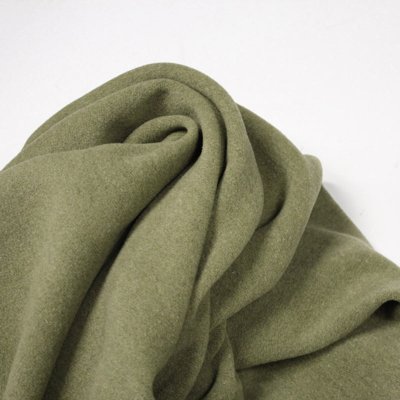 Tissu lainage vert kaki uni - Fabrication italienne - tissuspipi.com