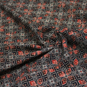 Tissu coton fin imprimé INDIENNES, noir aux motifs floraux géométriques - STANDARD 100 OEKO - TEX - tissuspipi.com
